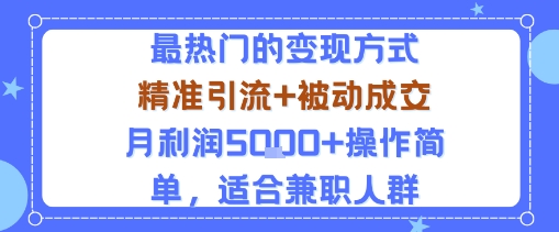 小众赛道玩法：当下最热门的变现方式，精准引流+被动成交月利润5k+操作简单，适合兼职人群-孔明聊项目