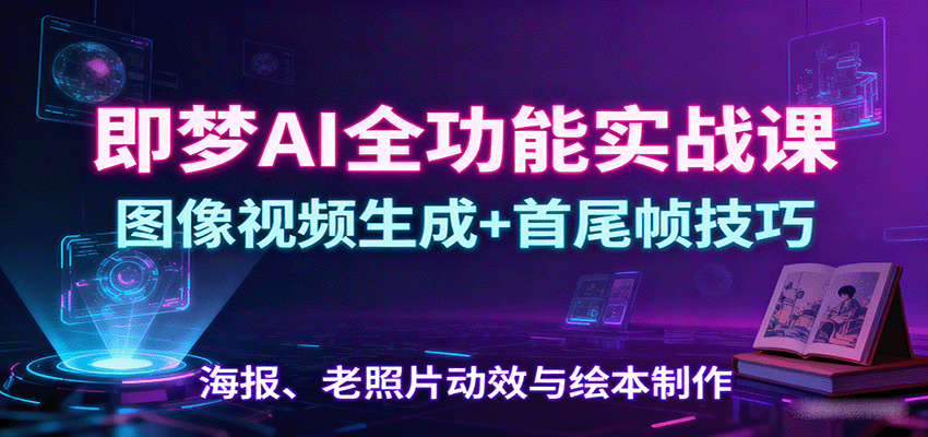 即梦AI全功能实战课：图像视频生成+首尾帧技巧，海报、老照片动效与绘本制作-孔明聊项目