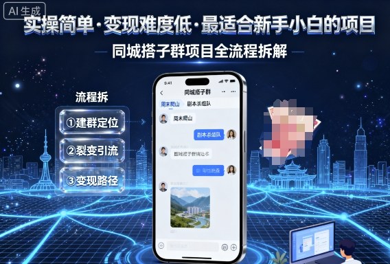 实操简单，变现难度低，最适合新手小白做的项目，每天轻松收入3张，同城搭子群项目全流程拆解-孔明聊项目