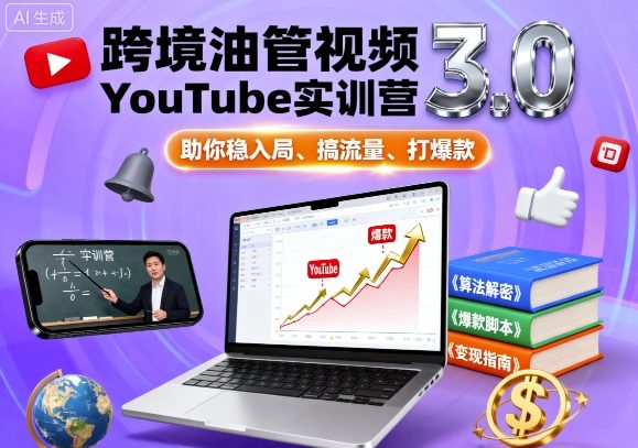 跨境油管视频YouTube实训营3.0,助你稳入局、搞流量、打爆款-孔明聊项目