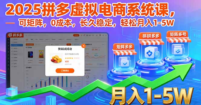 2025拼多多虚拟电商系统课，可矩阵，0成本，长久稳定，轻松月入1-5W-孔明聊项目