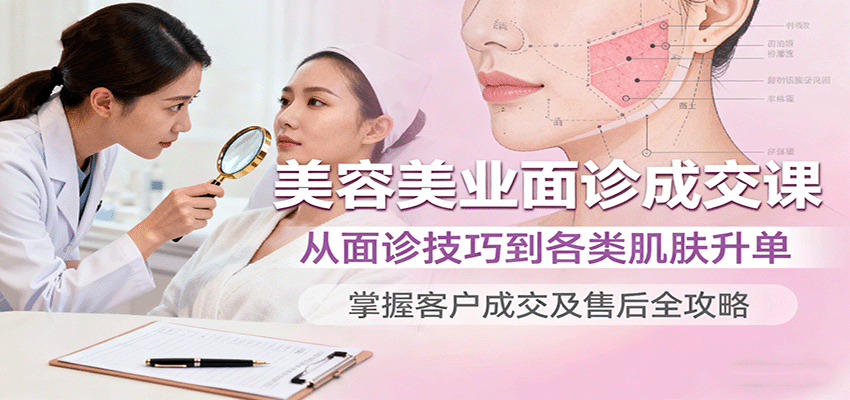 美容美业面诊成交课，从面诊技巧到各类肌肤升单，掌握客户成交及售后全攻略-孔明聊项目