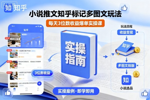 小说推文知乎标记多图文玩法，每天3位数收益爆单实操课-孔明聊项目