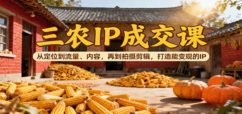 三农IP成交课：从定位到流量、内容，再到拍摄剪辑，打造能变现的IP-孔明聊项目
