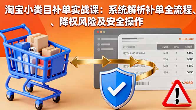 淘宝小类目补单实战课：系统解析补单全流程、降权风险及安全操作-孔明聊项目