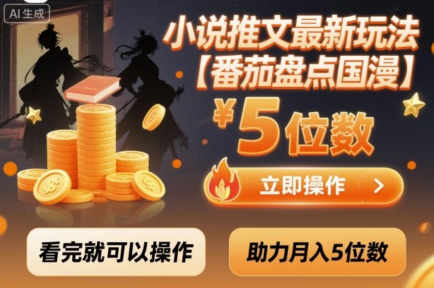 小说推文最新玩法，助力月入5位数【番茄盘点国漫】玩法，看完就可以操作-孔明聊项目