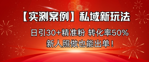 【实测案例】私域新玩法，日引30+精准粉，转化率50%，新人照做也能出单！-孔明聊项目