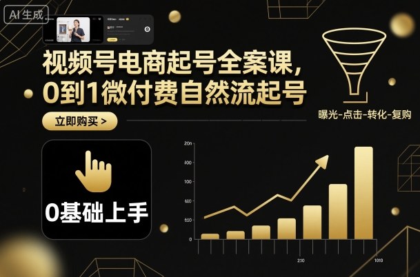 视频号电商起号全案课，0到1微付费自然流起号-孔明聊项目