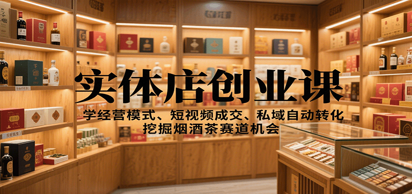 实体店创业课：学经营模式、短视频成交、私域自动转化，挖掘烟酒茶赛道机会-孔明聊项目