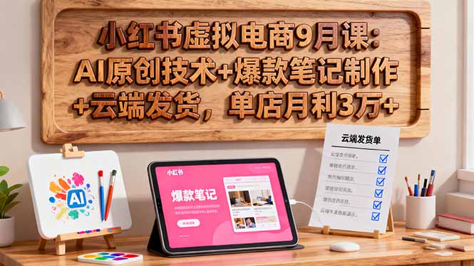 小红书虚拟电商9月课：AI原创技术+爆款笔记制作+云端发货，单店月利3万+-孔明聊项目