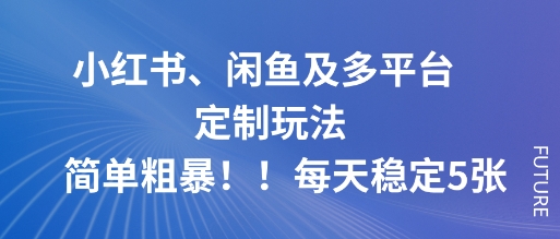 小红书、闲鱼及多平台定制玩法简单粗暴！每天稳定5张-孔明聊项目
