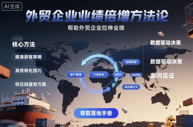 外贸企业业绩倍增方法论，帮助外贸企业拉伸业绩-孔明聊项目