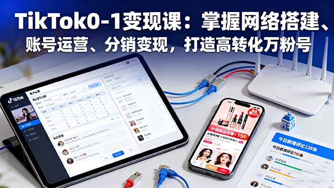 TikTok0-1变现课：掌握网络搭建、账号运营、分销变现，打造高转化万粉号-孔明聊项目