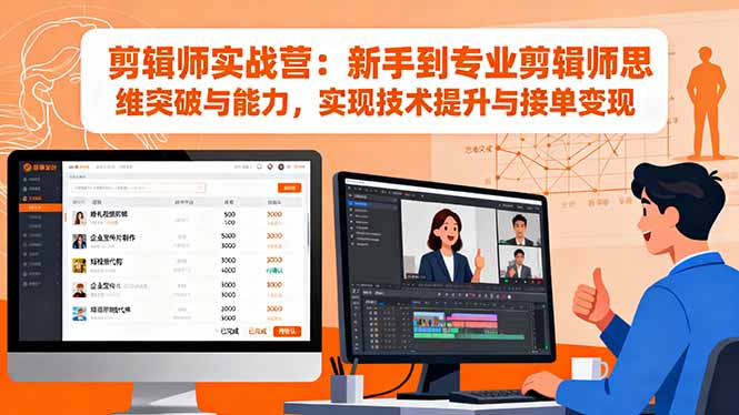 剪辑师实战营：新手到专业剪辑师思维突破与能力，实现技术提升与接单变现-孔明聊项目