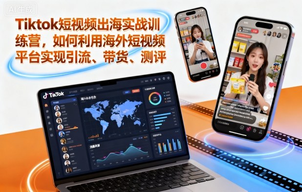 Tiktok短视频出海实战训练营，如何利用海外短视频平台实现引流、带货、测评-孔明聊项目