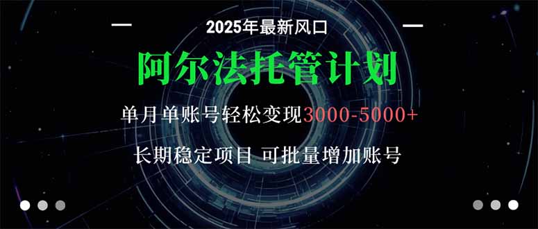 阿尔法托管计划 单账号月入3000-5000，长期稳定项目，新手小白轻松上手。-孔明聊项目