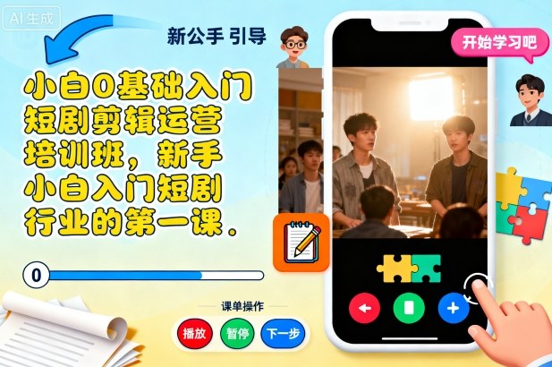 小白0基础入门短剧剪辑运营培训班，新手小白入门短剧行业的第一课-孔明聊项目