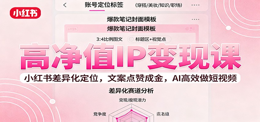 高净值IP变现课：小红书差异化定位，文案点赞成金， AI高效做短视频-孔明聊项目
