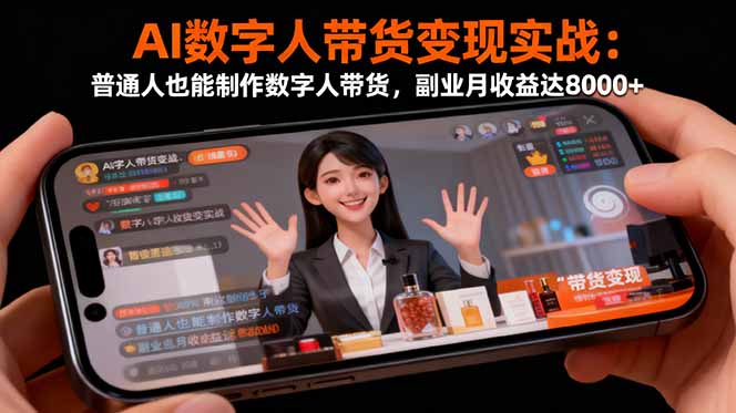 AI数字人带货变现实战：普通人也能制作数字人带货，副业月收益达8000+-孔明聊项目