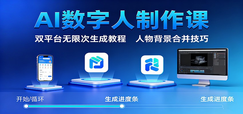AI数字人制作课:双平台无限次生成教程,人物背景合并技巧-孔明聊项目