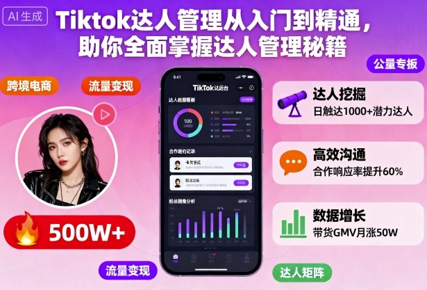 Tiktok达人管理从入门到精通，助你全面掌握达人管理秘籍-孔明聊项目