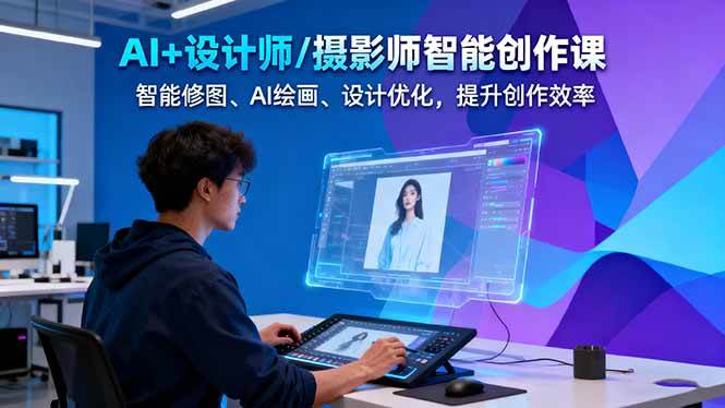 AI+设计师/摄影师智能创作课：智能修图、AI绘画、设计优化，提升创作效率-孔明聊项目