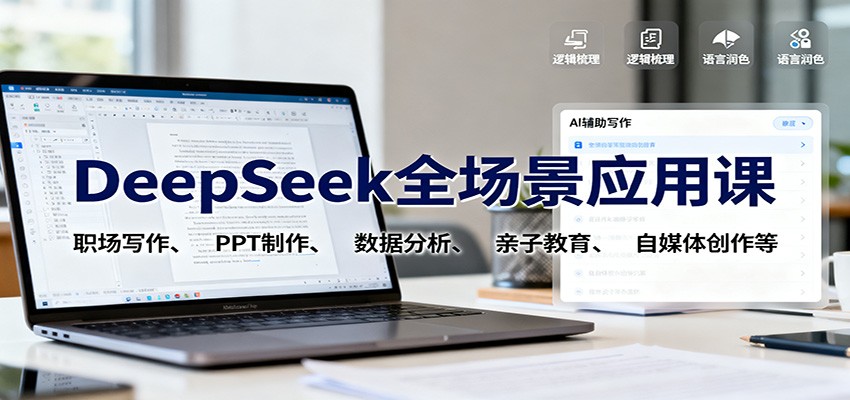 DeepSeek全场景应用课:职场写作、 PPT制作、数据分析、亲子教育、自媒体创作等-孔明聊项目