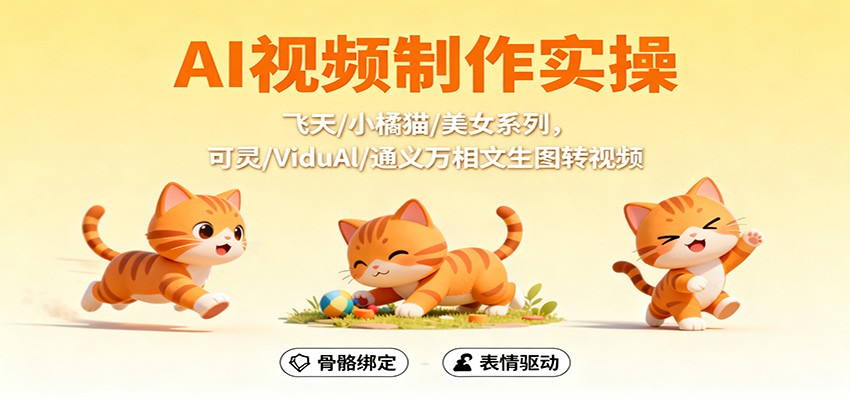 AI视频制作实操，飞天/小橘猫/美女系列，可灵/ViduAl/通义万相文生图转视频-孔明聊项目
