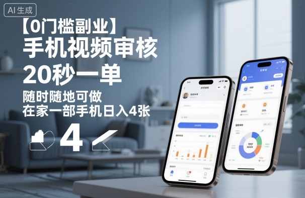 【0门槛副业】手机视频审核，20秒一单，随时随地可做，在家一部手机日入4张【揭秘】-孔明聊项目