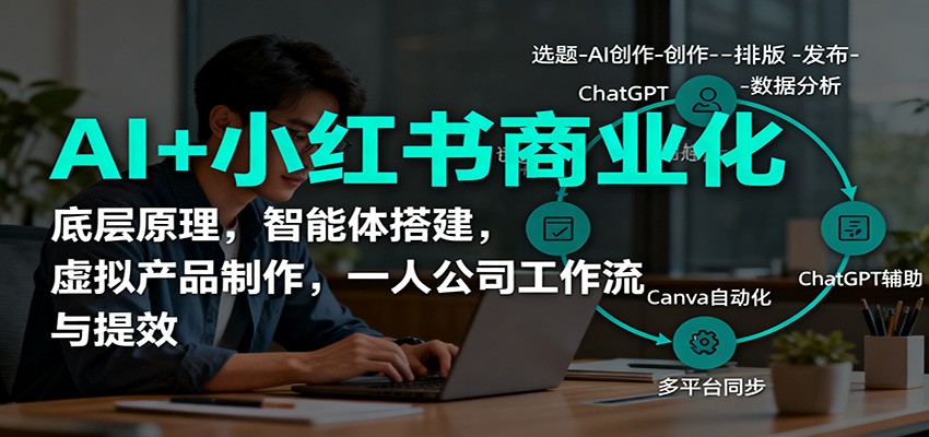 AI+小红书商业化，底层原理，智能体搭建，虚拟产品制作，一人公司工作流与提效-孔明聊项目