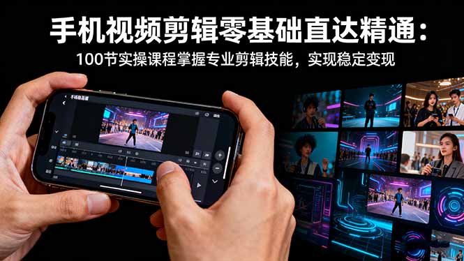 手机视频剪辑零基础直达精通：100节实操课程掌握专业剪辑技能，实现稳…-孔明聊项目