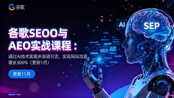 谷歌SEO与AEO实战课程：通过AI技术实现多渠道引流，实现网站流量增长300%-孔明聊项目