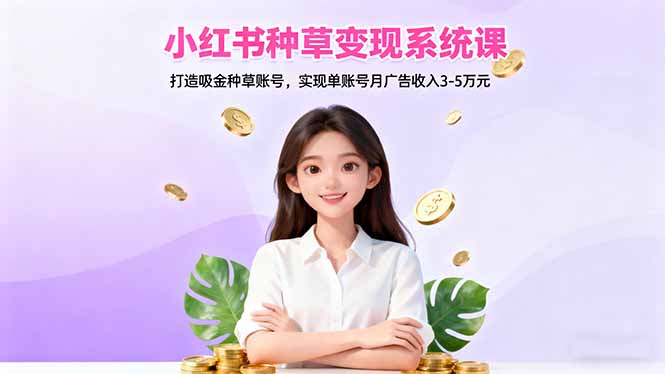 小红书种草变现系统课:打造吸金种草账号,实现单账号月广告收入3-5万元-孔明聊项目