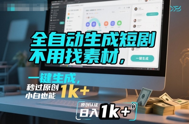 全自动生成短剧,不用找素材,不用剪辑,一键生成,秒过原创,小白也能轻松日入1k+【揭秘】-孔明聊项目
