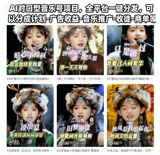 AI对口型音乐号项目,全平台一键分发,可以分成计划-广告收益-音乐推广-收徒-商单等-孔明聊项目