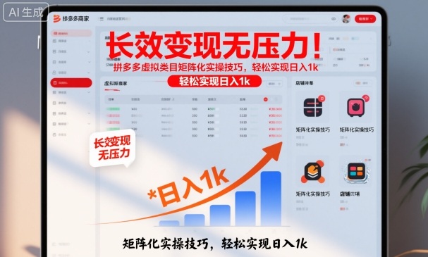 长效变现无压力!拼多多虚拟类目矩阵化实操技巧,轻松实现日入1k【揭秘】-孔明聊项目