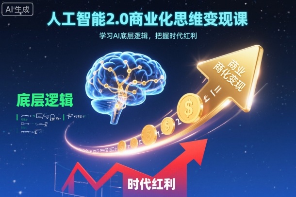 人工智能2.0商业化思维变现课，学习AI底层逻辑，把握时代红利-孔明聊项目