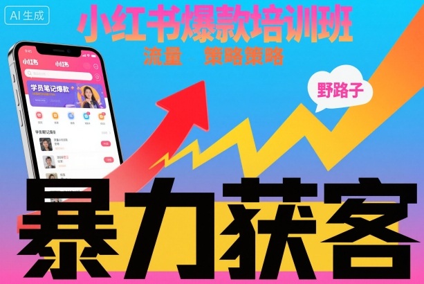 小红书爆款培训班，小红书获客野路子流量打法，暴力持续获客-孔明聊项目