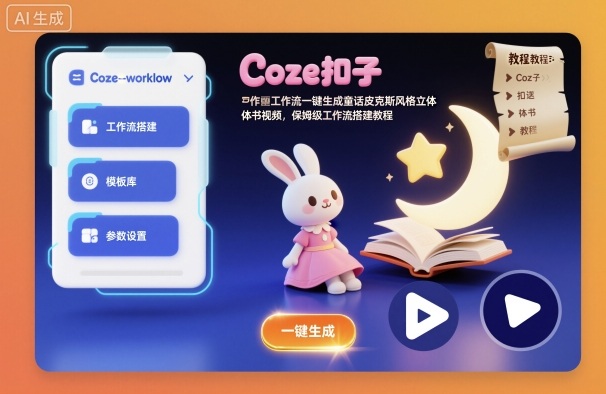 Coze扣子工作流一键生成童话皮克斯风格立体书视频，保姆级工作流搭建教程-孔明聊项目