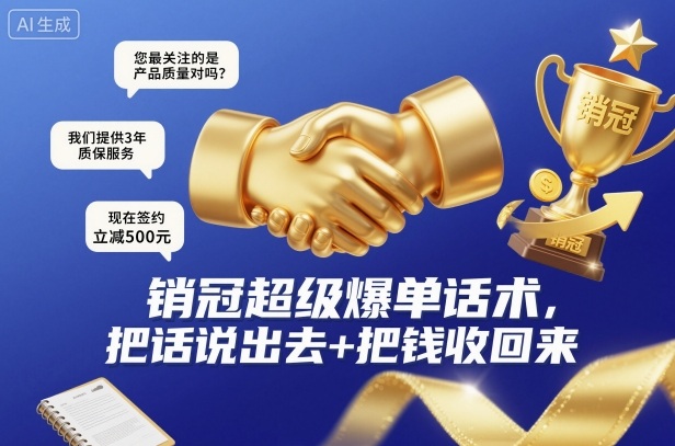 销冠超级爆单话术，把话说出去+把钱收回来-孔明聊项目