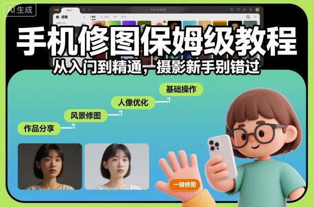 手机修图保姆级教程，从入门到精通，摄影新手别错过-孔明聊项目