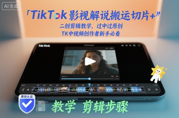 TikTok影视解说搬运切片+二创剪辑教学，过中过原创，TK中视频创作者新手必看-孔明聊项目