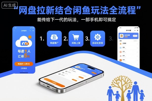 网盘拉新结合闲鱼玩法全流程，能传给下一代的玩法，一部手机即可搞定(附入口渠道以及实操教程)-孔明聊项目