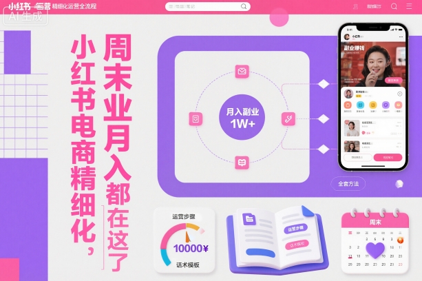 小红书电商精细化运营全流程，周末副业月入1W+，全套方法都在这了-孔明聊项目