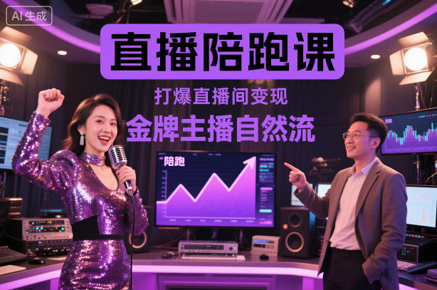 直播陪跑课，金牌主播自然流打爆直播间，复制高变现玩法-孔明聊项目