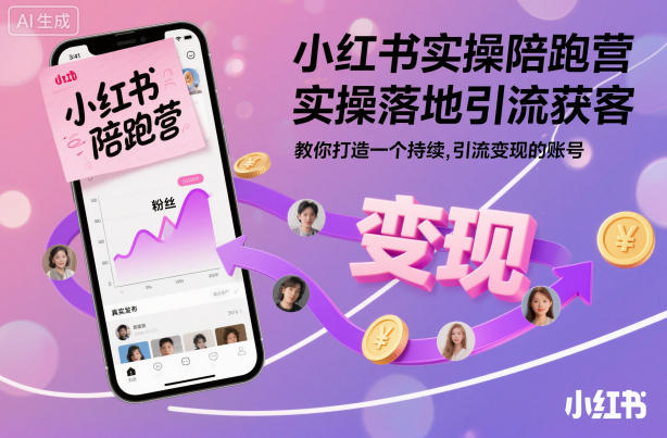 小红书实操陪跑营，实操落地引流获客，教你打造一个持续引流变现的账号-孔明聊项目