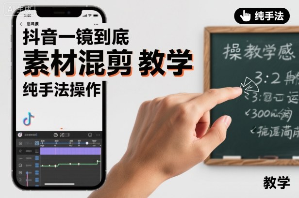 抖音一镜到底素材混剪教学,纯手法操作-孔明聊项目