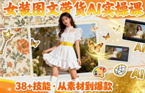 女装图文带货的AI实操课,覆盖38个实用技能,快速提升素材制作效率-孔明聊项目