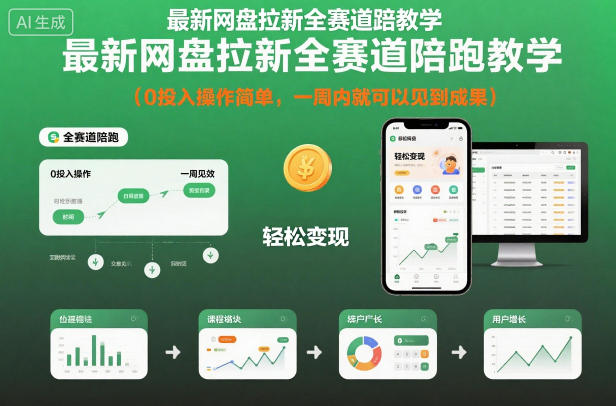 最新网盘拉新全赛道陪跑教学,0投入操作简单,一周内就可以见到成果-孔明聊项目