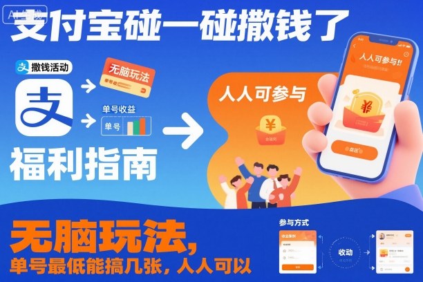 支付宝碰一碰撒钱了，无脑玩法，单号最低能搞几张，人人可以撸【揭秘】-孔明聊项目